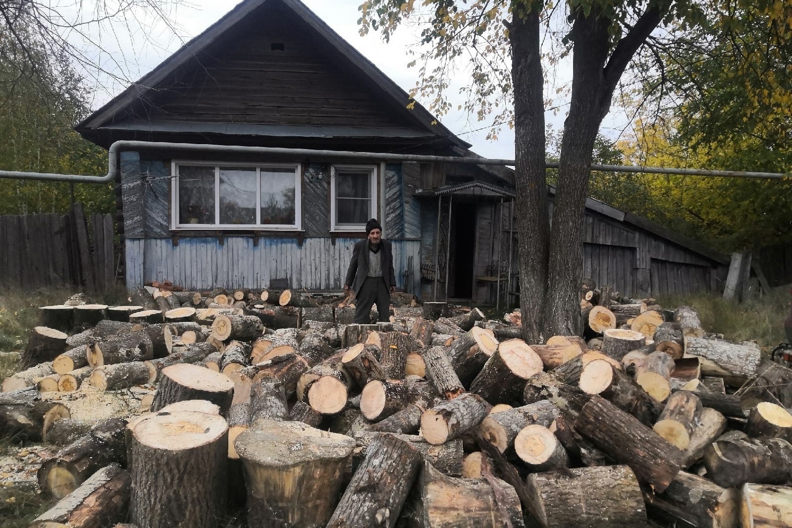 Одиноким пенсионерам помогли заготовить дрова на зиму